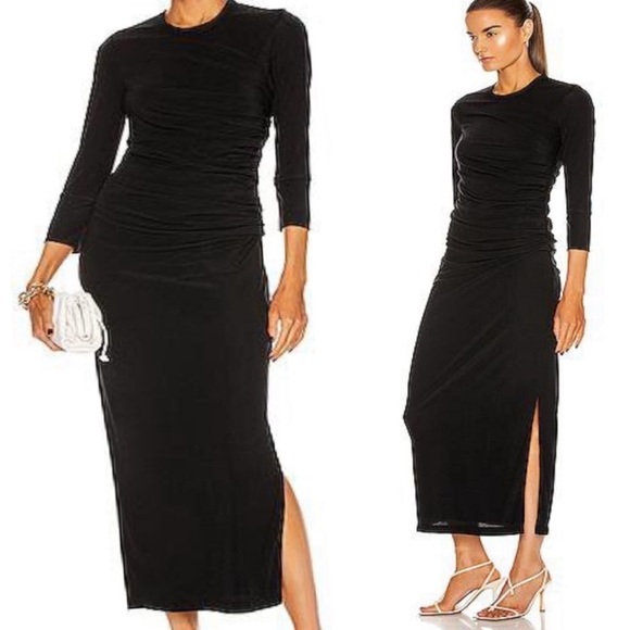 NWT Helmut Lang Women’s Twist Dress In Basalt Black,Side Slit,Size XS - Picture 1 of 14